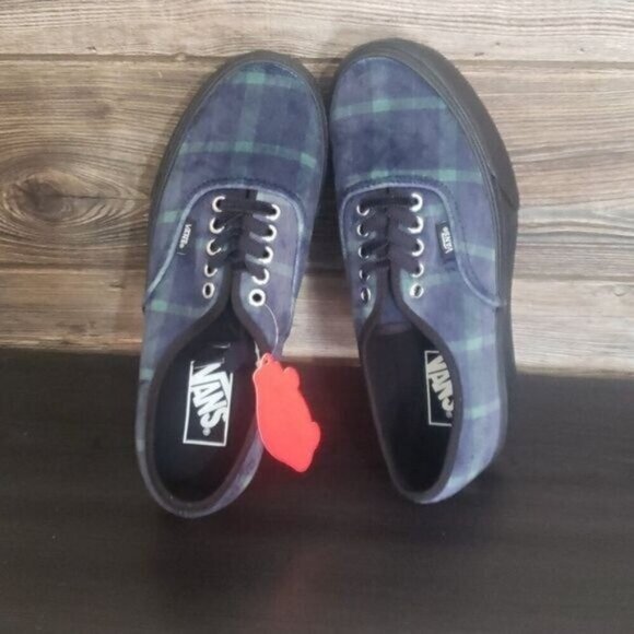 New Vans Authentic Stacked Womens Platform Sneakers Size 8 Blue Velvet Plaid - Picture 8 of 9